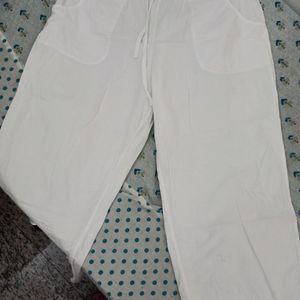 White Casual Cotton Pants (Size X)