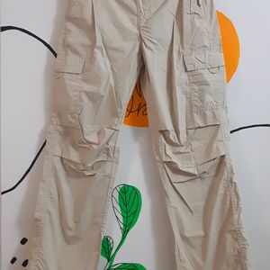 Khaki Parachute Cargo Pants (6 Pockets)