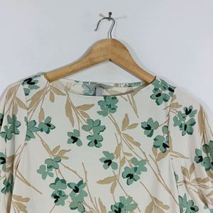 Cream Printed Casual Top (Women)