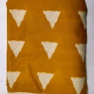 Cambric Cotton Mustard/Cream Triangle Print Fabric