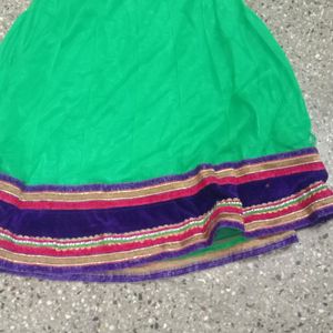 Green With Purple Anarkali Kurta