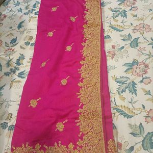 Rich Pink Golden Border saree