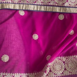 Bright Crepe Saree With Heavy Embroidered Border