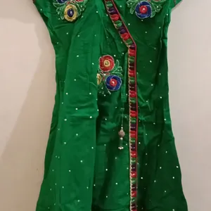 Anarkali Green Kurta With Little Bit Embroidery