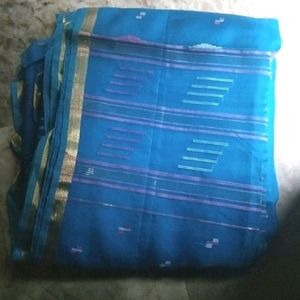 blue fancy thread work light weight saree