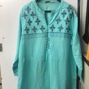 Karigari Cyan Blue Straight Kurta For Daily Use