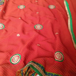 Stripe Line Saree With Blouse(Unused)