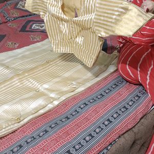 Cotton Silk Saree Cream and Gold