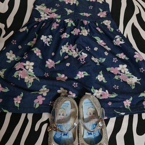 Kids Summer Dress And Princess Shoe