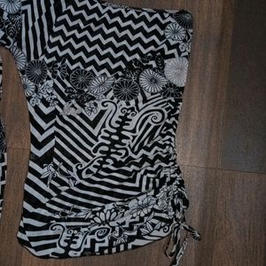 Off Shoulder Black And white Designer Top