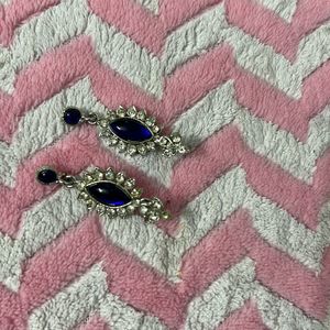 Blue and Silver Stone Studded Earrings