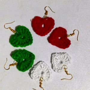 Heart Shaped Red Crochet Earings ❤️