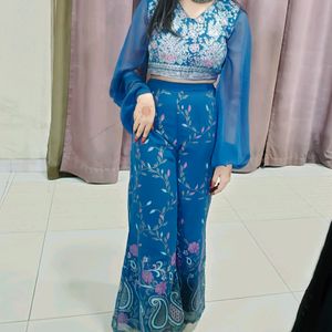 Blue Crop Top And Sharara