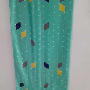 Cyan Green Printed Curtains Set Of 2