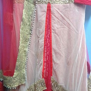 Red Suit/ Partywear Gown With Dupatta