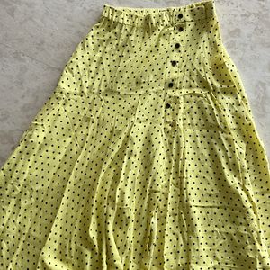 Zara L Skirt With Slit Yellow And Black