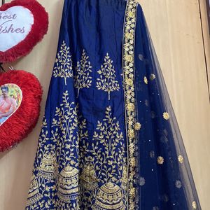 Royal Blue Silk Heavy Embroiled Lehanga