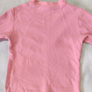 Pink Turtle Neck Solid Top