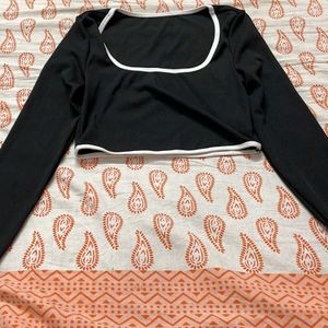 Urbanic Black Full Sleeve Crop Top