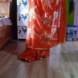 Embroidered With Stone Work Saree