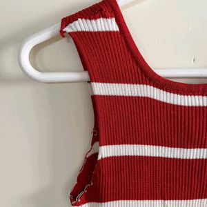 red& white striped bodycon dress