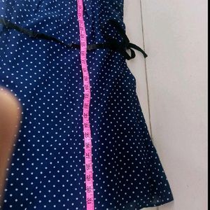 Polka print blue n white short dress