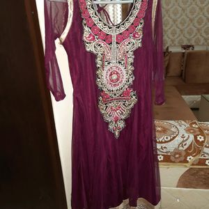 Beautiful Embroidered Anarkali Suit With Bottom And Dupatta