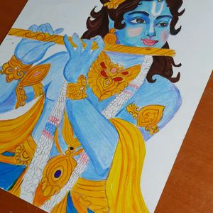 Shree Krishna Drawing With Pencil Color