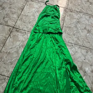 Maxi Gown Satin Green Color