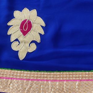 Royal Blue Kdhai Work Saree