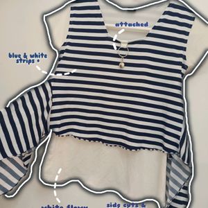 (⁠◍⁠•⁠ᴗ⁠•⁠◍⁠) Blue & White Striped Stylish Top