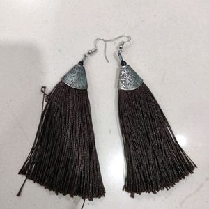 Brown Tassel Pattern Earrings