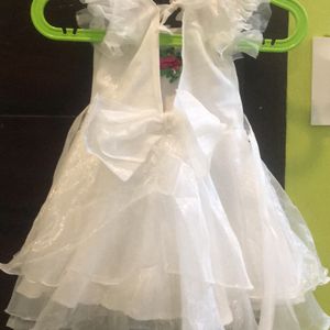 White Colour Frock For Girls. Net Material.