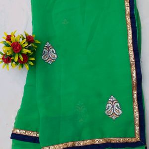 🥳Offer 🎉🔥Green Work Saree😍