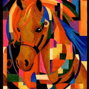 Running Horse Abstract×Cubism Painting