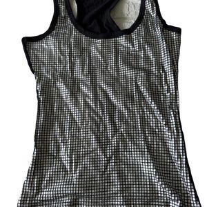 Black And Silver Party Wear Tank Top