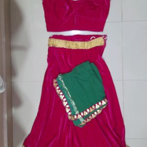 PINK VELVET LEHENGA CHOLI🩷