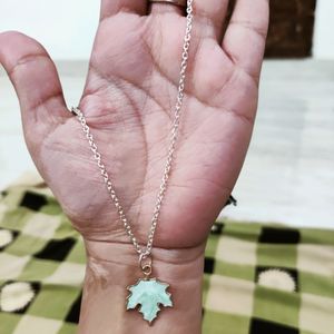 Sea Green Color Marble Pendant With  Chain