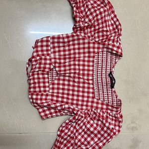 Red And White Croptop For Women