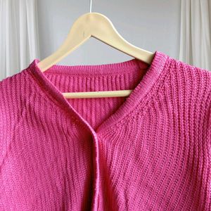 Pink Crop Cardigan