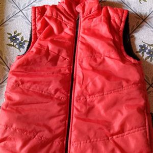 Red Sleeveless Puffer Jacket For Women