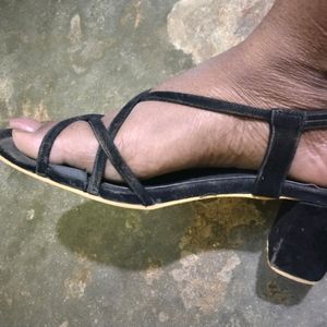 Black Velvet Sandal