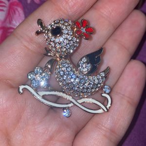 Handcrafted Bird Stone Brooch