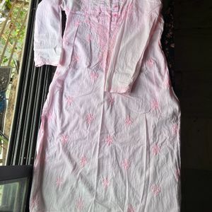 Baby pink chikankari kurta