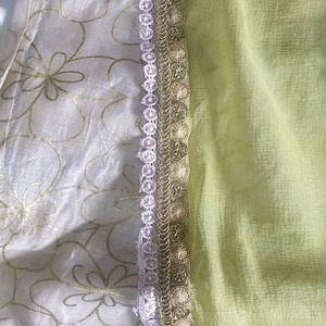 Pista Green Kurta With Palazzo And Dupatta