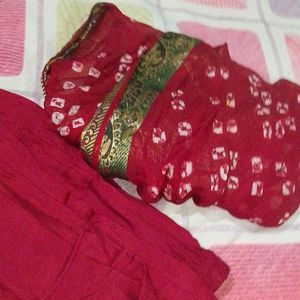 Golden And Maroon Plazo Suit With Dupatta