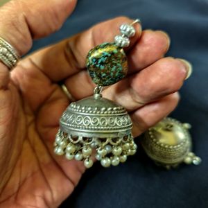 Antique Look Jhumka With Bead & Pearl Detailing