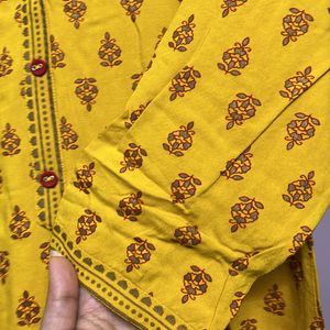 Mustard Kurti Straight Fit