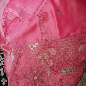 Pure Silk Sareee With Aari Work All Over Handmade