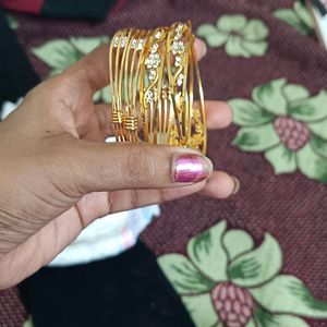 Combo of 2(4)Real stone work gold bangles